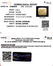 8.48/CT Natural Yellow Sapphire With Govt Lab Certificate (6771)